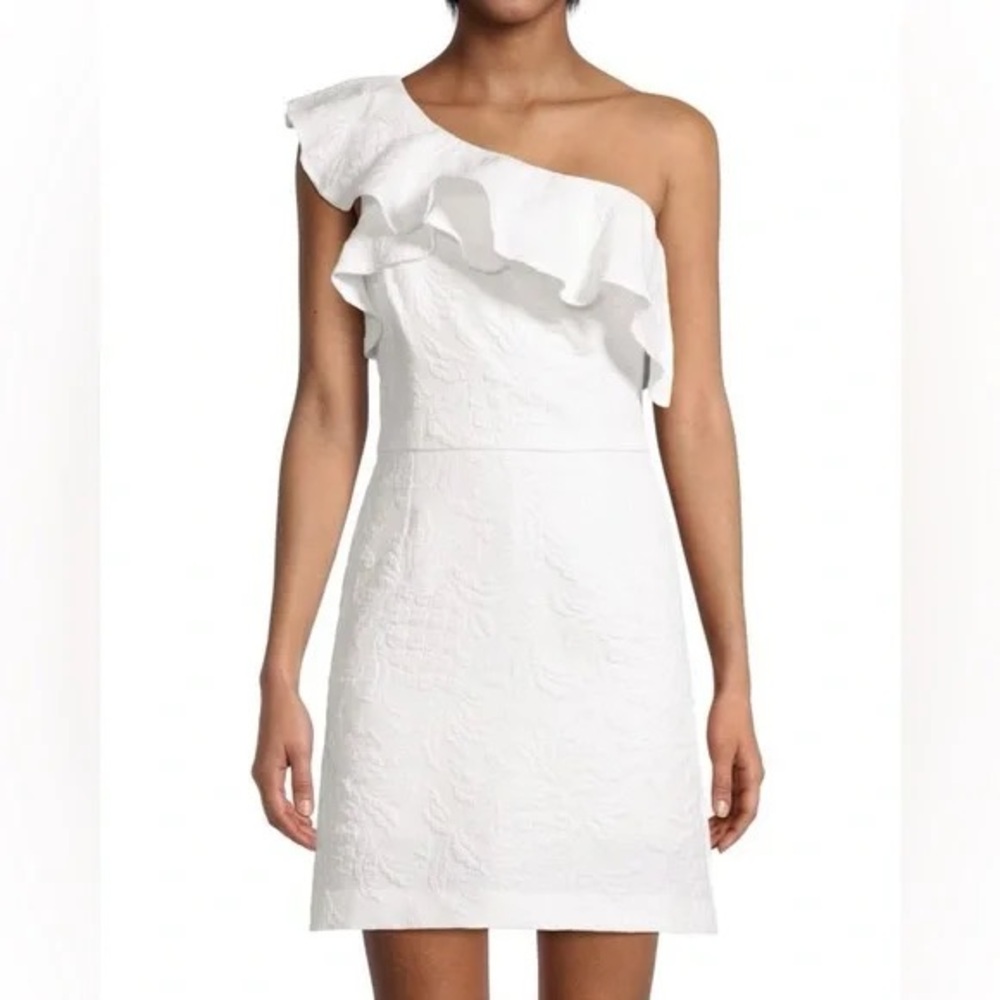 Lilly Pulitzer White One-Shoulder Ruffle Dress